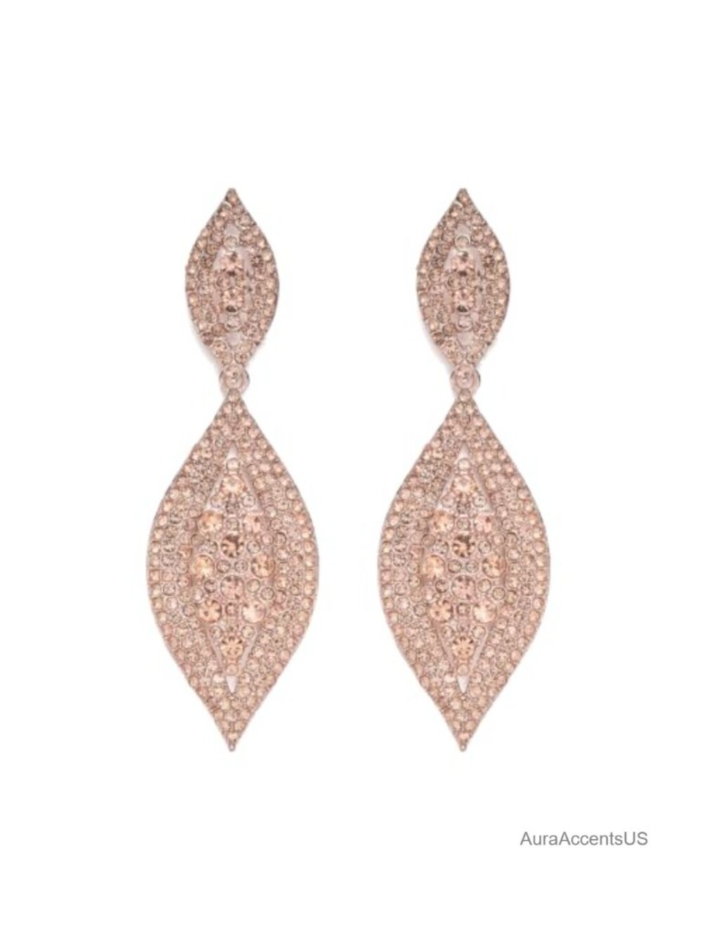 Rhinestone Crystal Leaf Drop Dangle Chandelier Earrings